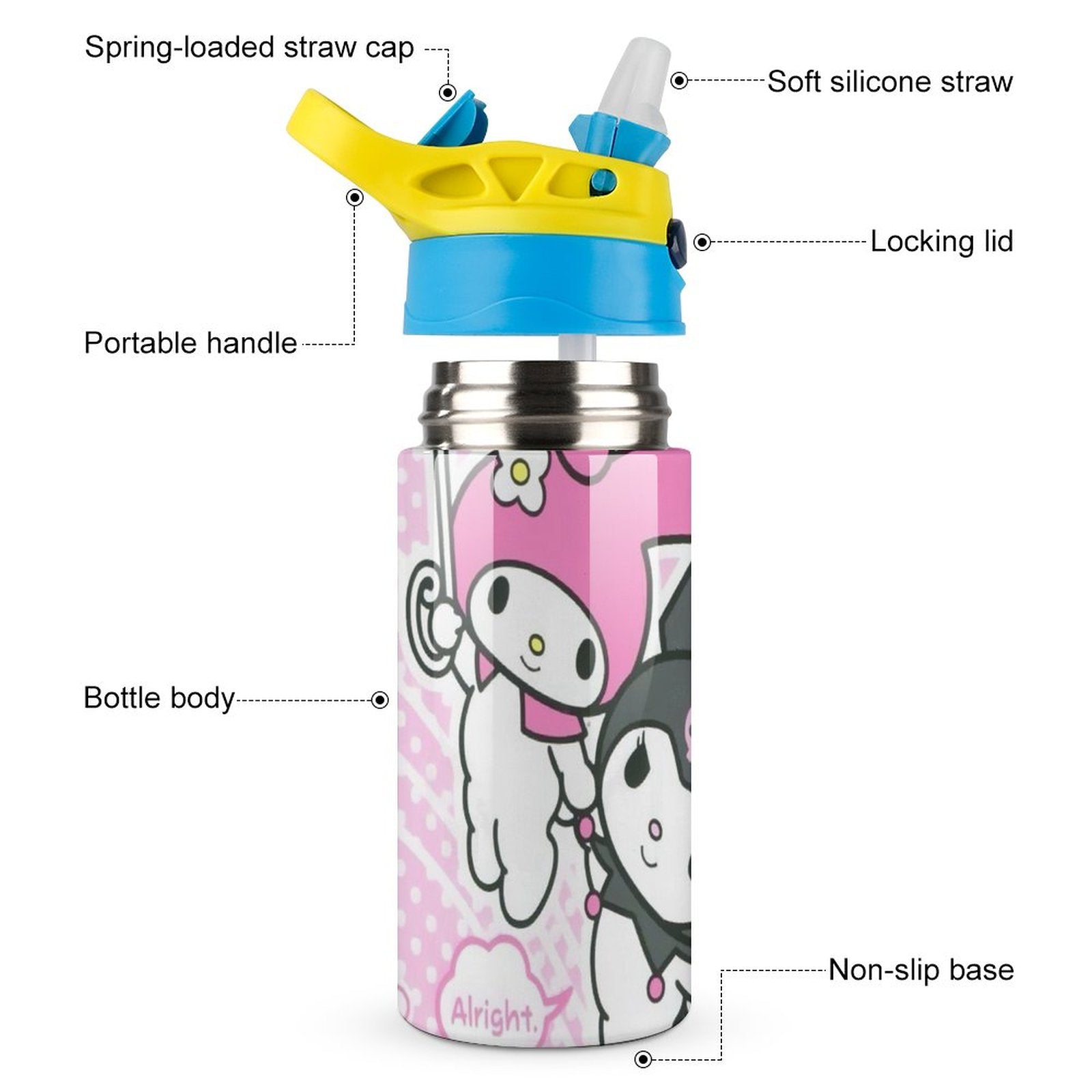 Stainless Steel Vacuum Insulated Water Bottle with Straw N3502