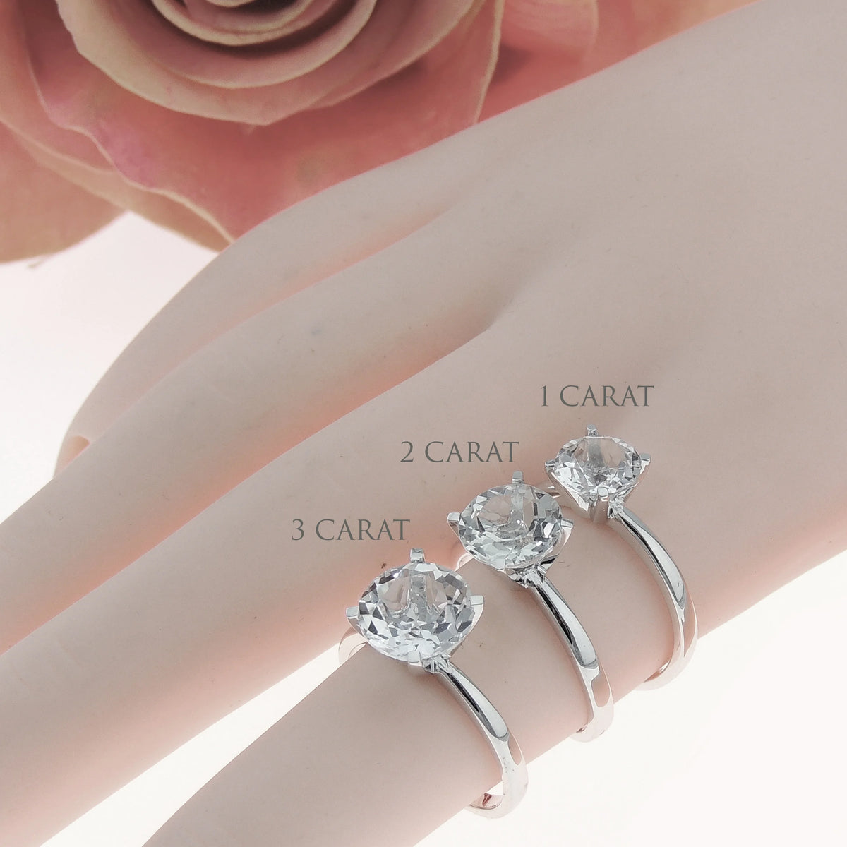 3Ct Topaz Rose Sterling Silver Engagement Ring Q4511