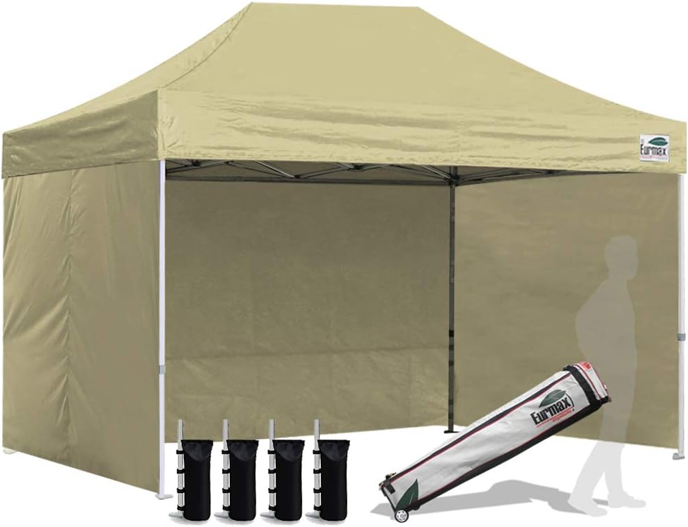 10'x10' Pop-up Canopy Tent with 4 Removable Side Walls and Roller Bag F578160