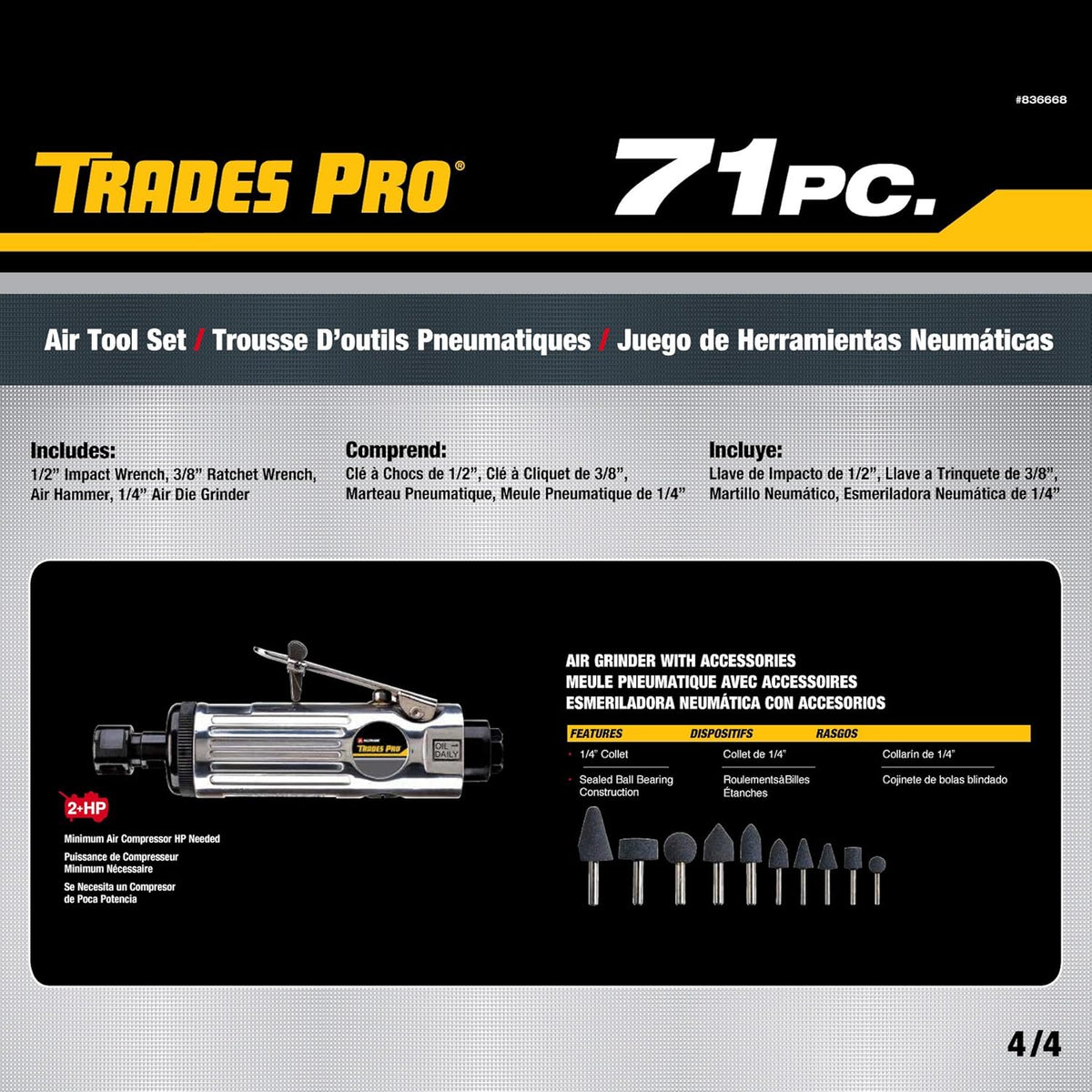 71-Piece Silver Air Tools and Accessories V51754