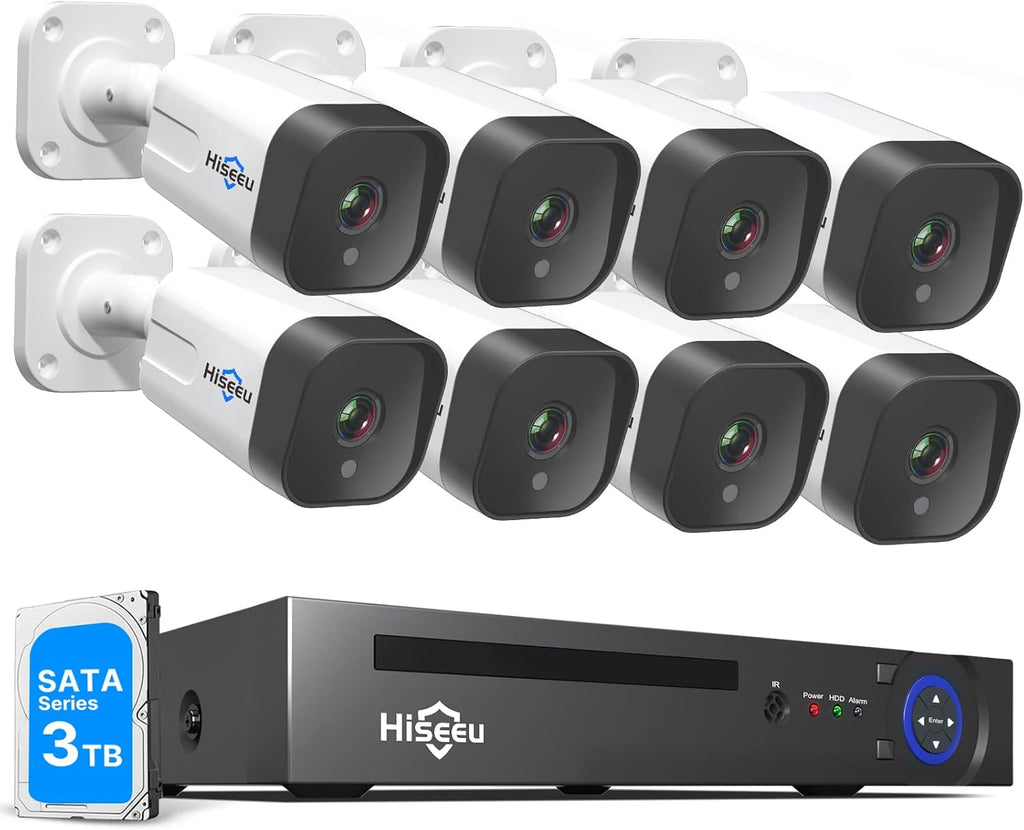 4K PoE 8CH 8MP NVR Security Camera System with 4Pcs Outdoor Bullet Cameras, 3TB Hard Drive, 100ft Night Vision, IP67 Waterproof X96099