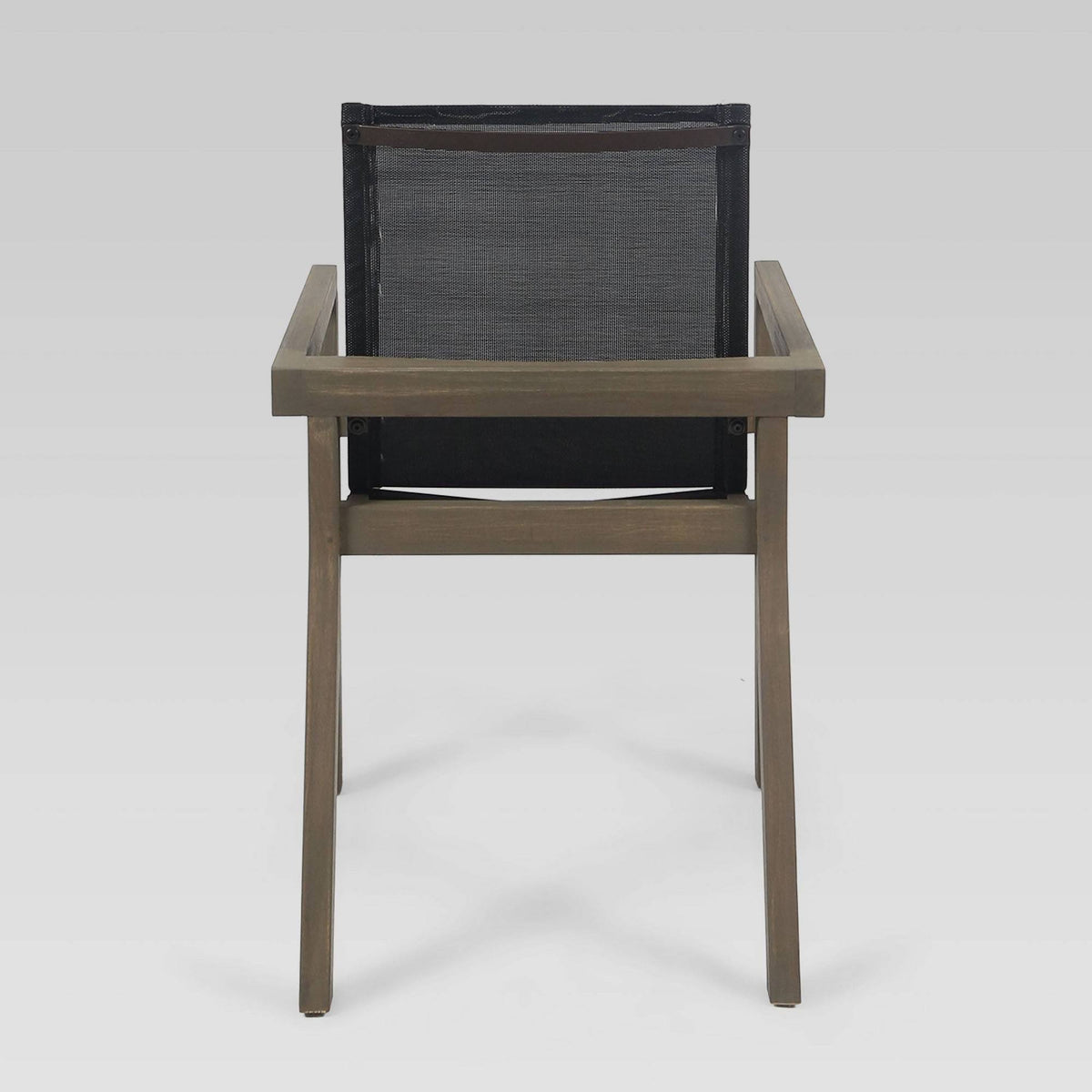 Outdoor Acacia and Mesh Dining Chairs (Set of 2), Gray O80628