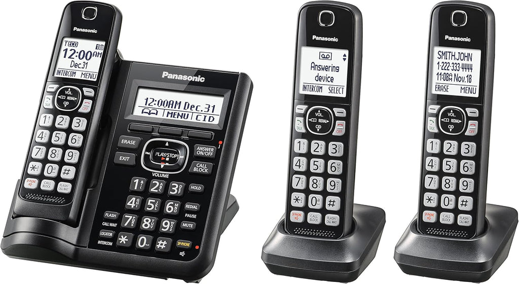 Black Cordless Phone System with 5 Handsets J17473