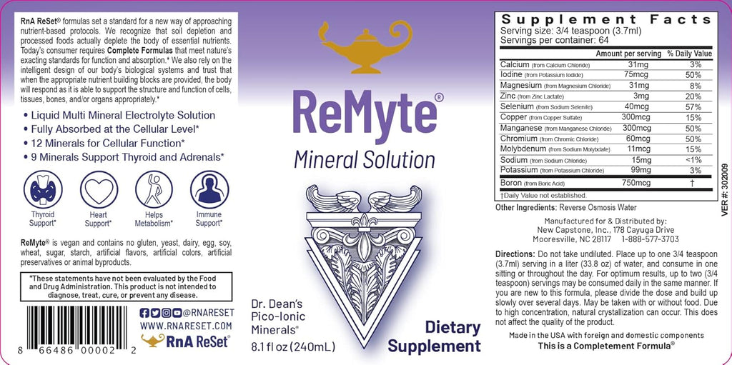 ReMag High Absorption Magnesium Liquid and ReMyte Mineral Solution, 240 ml Each, Pack of 2 A25406