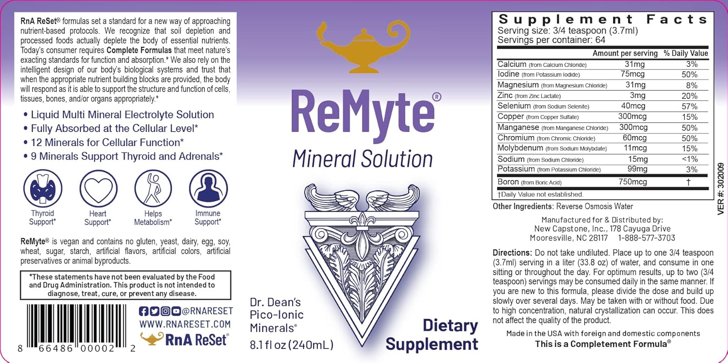 ReMag High Absorption Magnesium Liquid and ReMyte Mineral Solution, 240 ml Each, Pack of 2 A25406