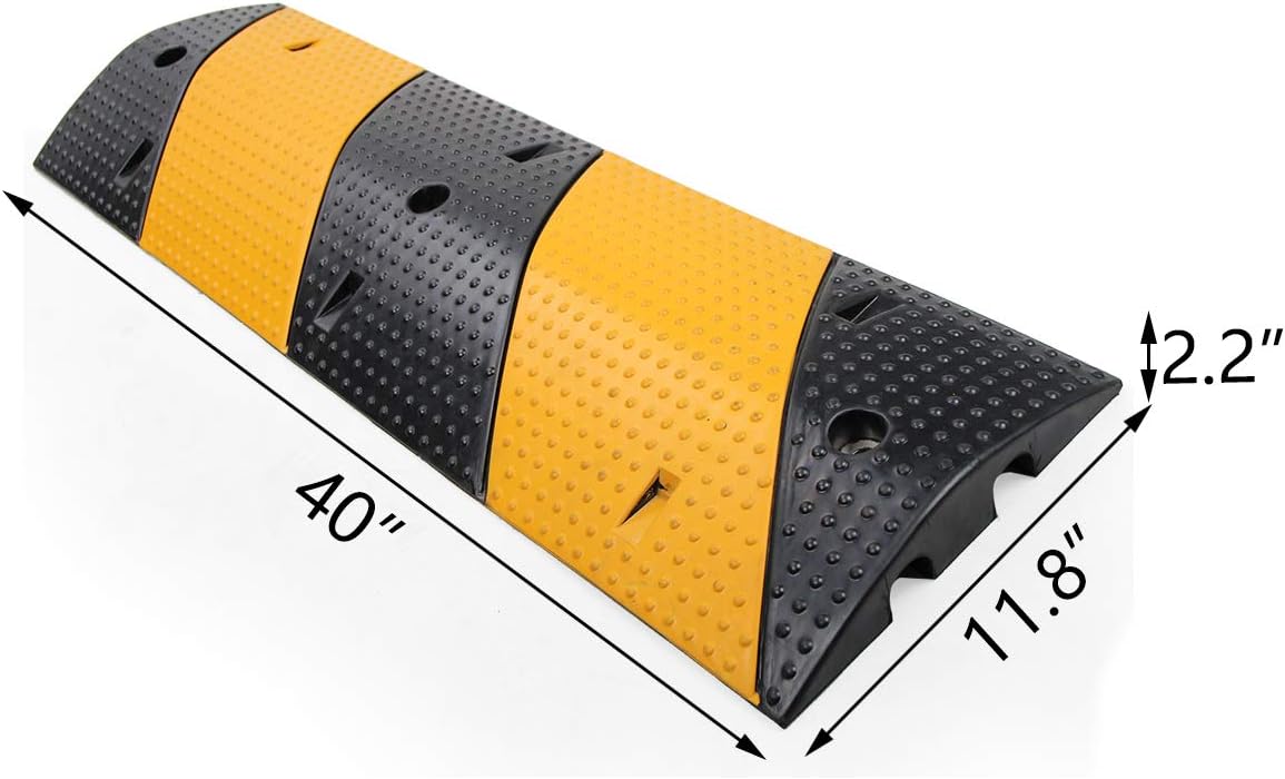 2 Channel Heavy Duty Rubber Speed Bumps with 3 Bolts, Pack of 2 Q938