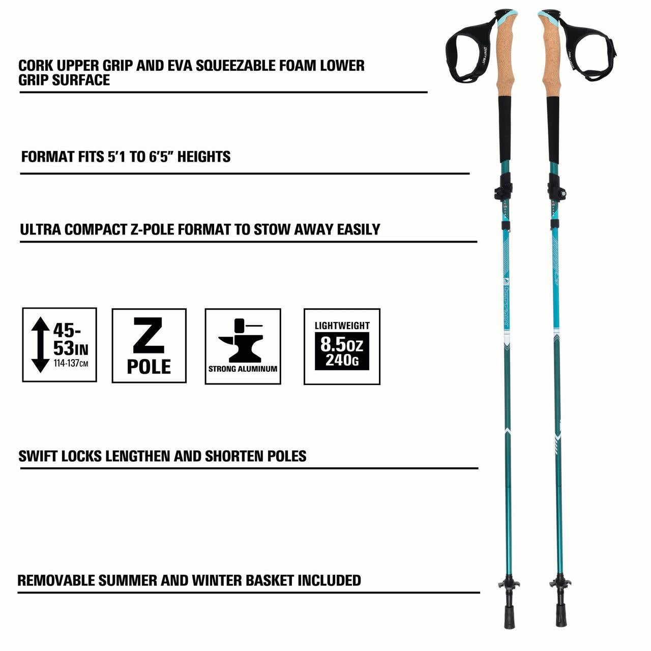 Glacier Melt Aluminum Trekking Poles E920