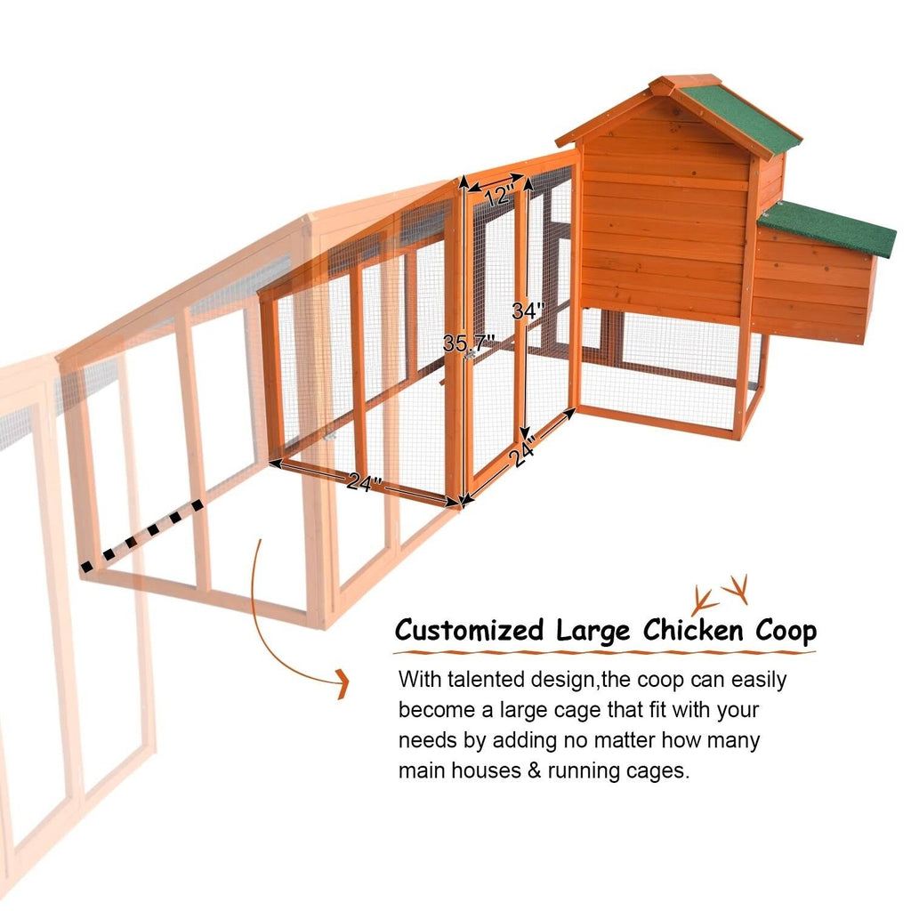 Large Wooden Chicken Coop with Outdoor Runs U403372