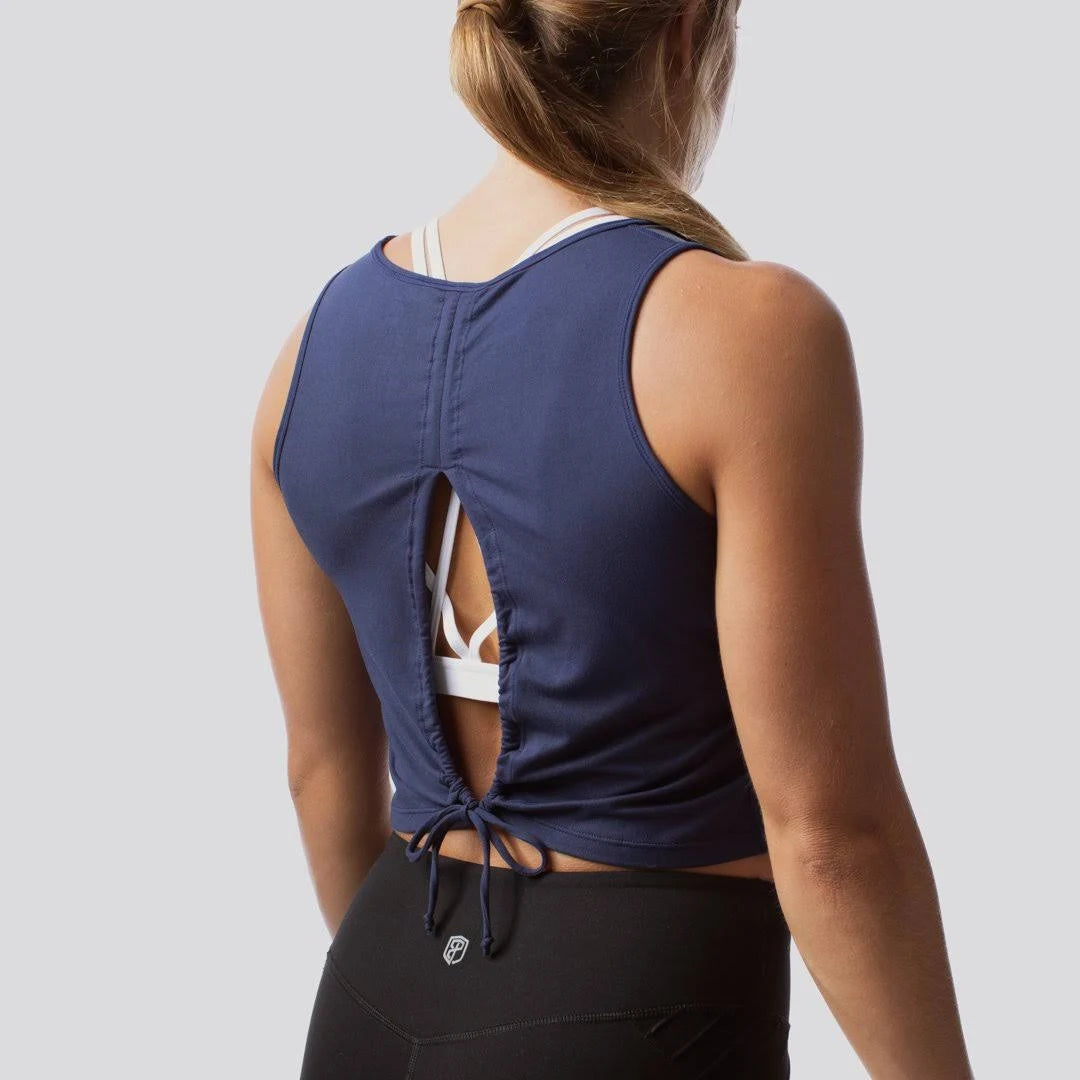 Navy Crop Tank V1159