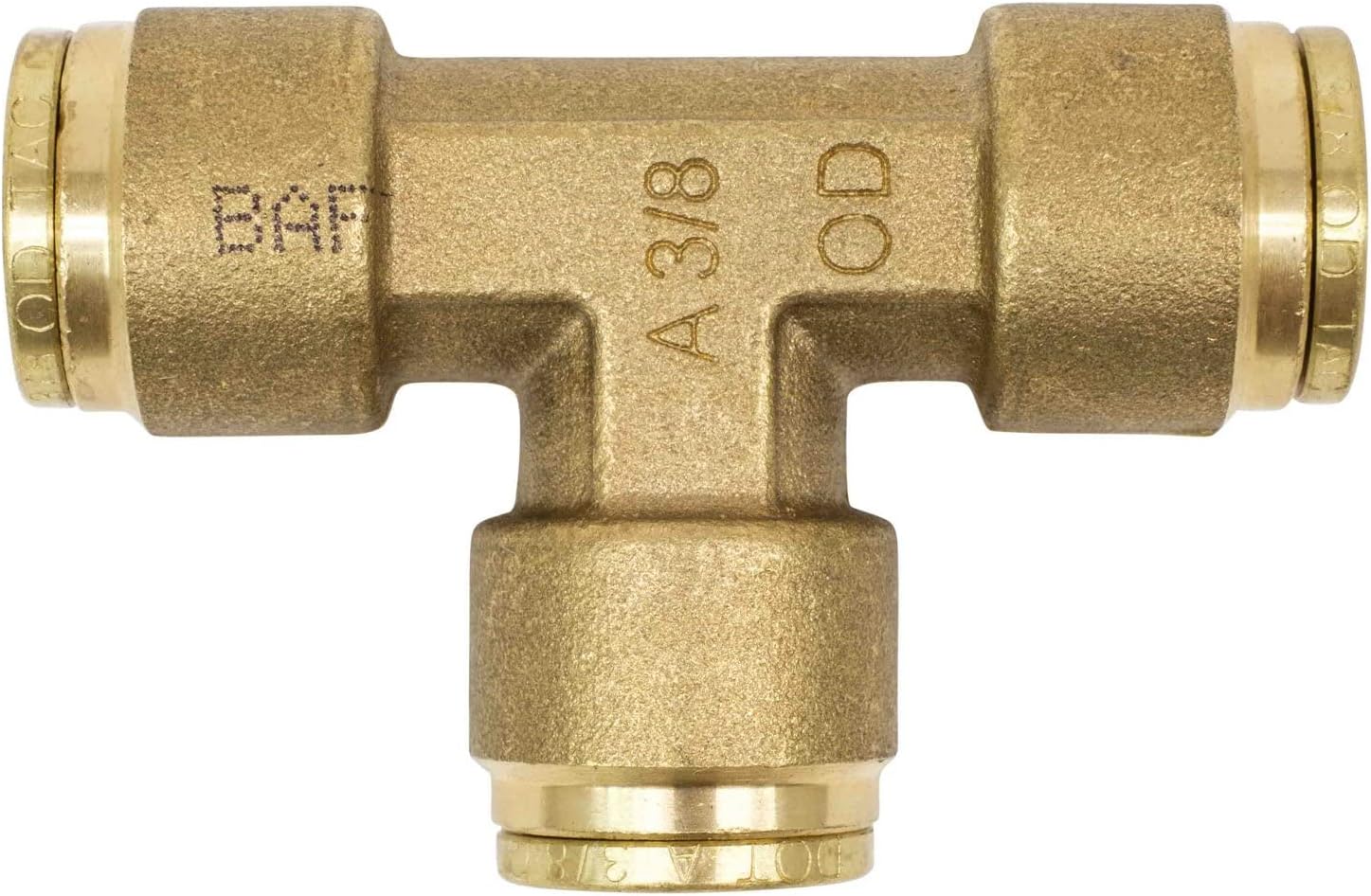 Brass Push to Connect Union Tee Air Brake Tube Fitting, 1/2" Tube OD, 5 Pack Z373879