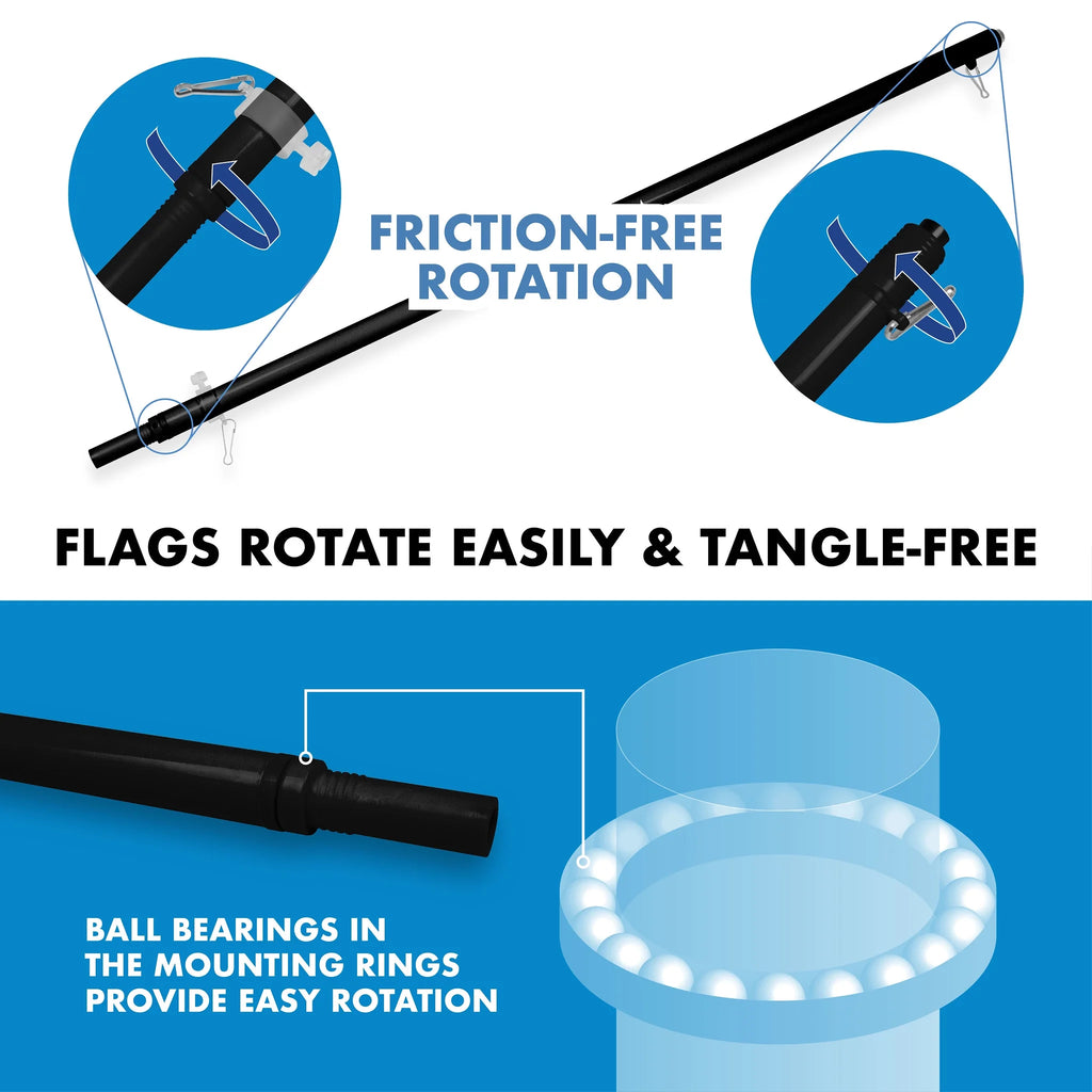 6 Ft Aluminum Spinning Flagpole with 3x5 Ft Polyester Flag J8199