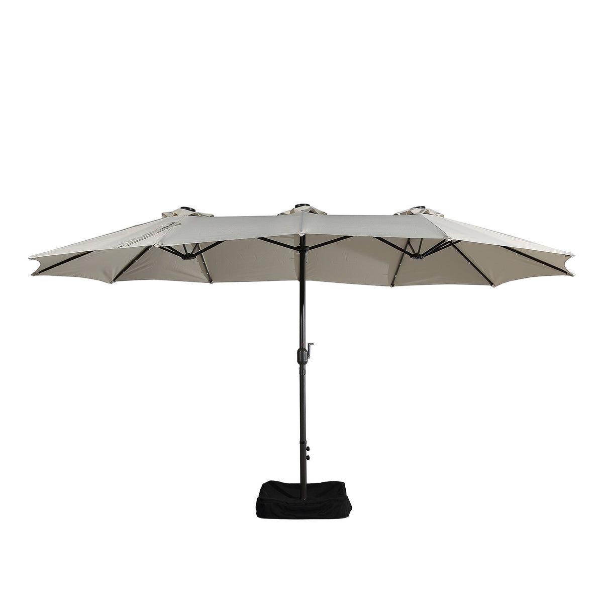 15ft Outdoor Solar Umbrella with 36 LED Patio Double-Sided Umbrella with Crank, Air-Vented Canopy, Base Included (Beige) V595
