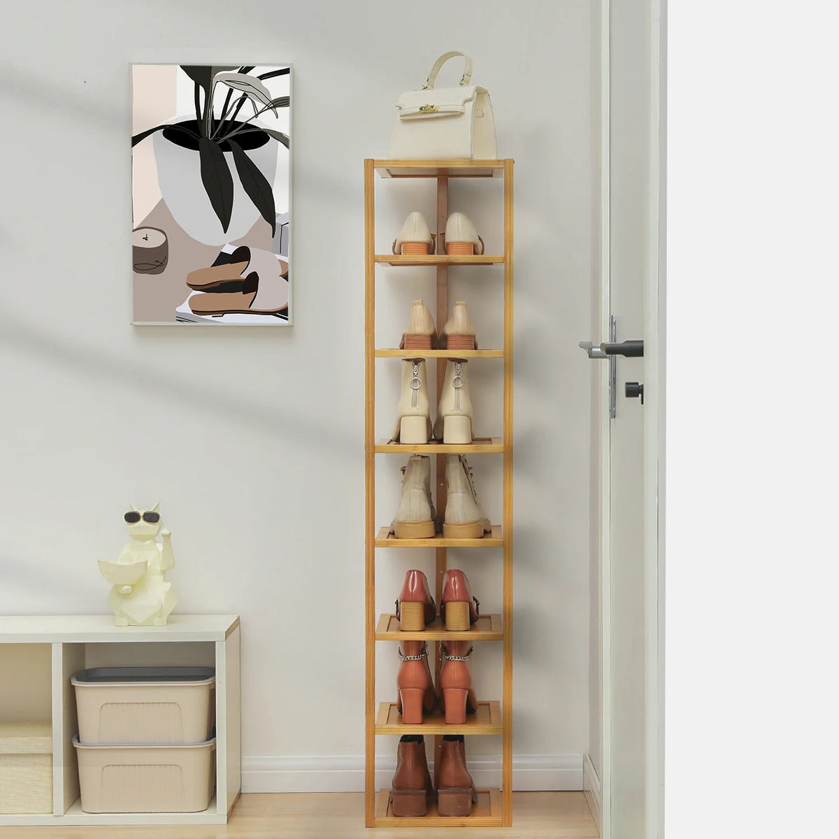 Bamboo 8 Tiers Corner Shoes Rack F69883