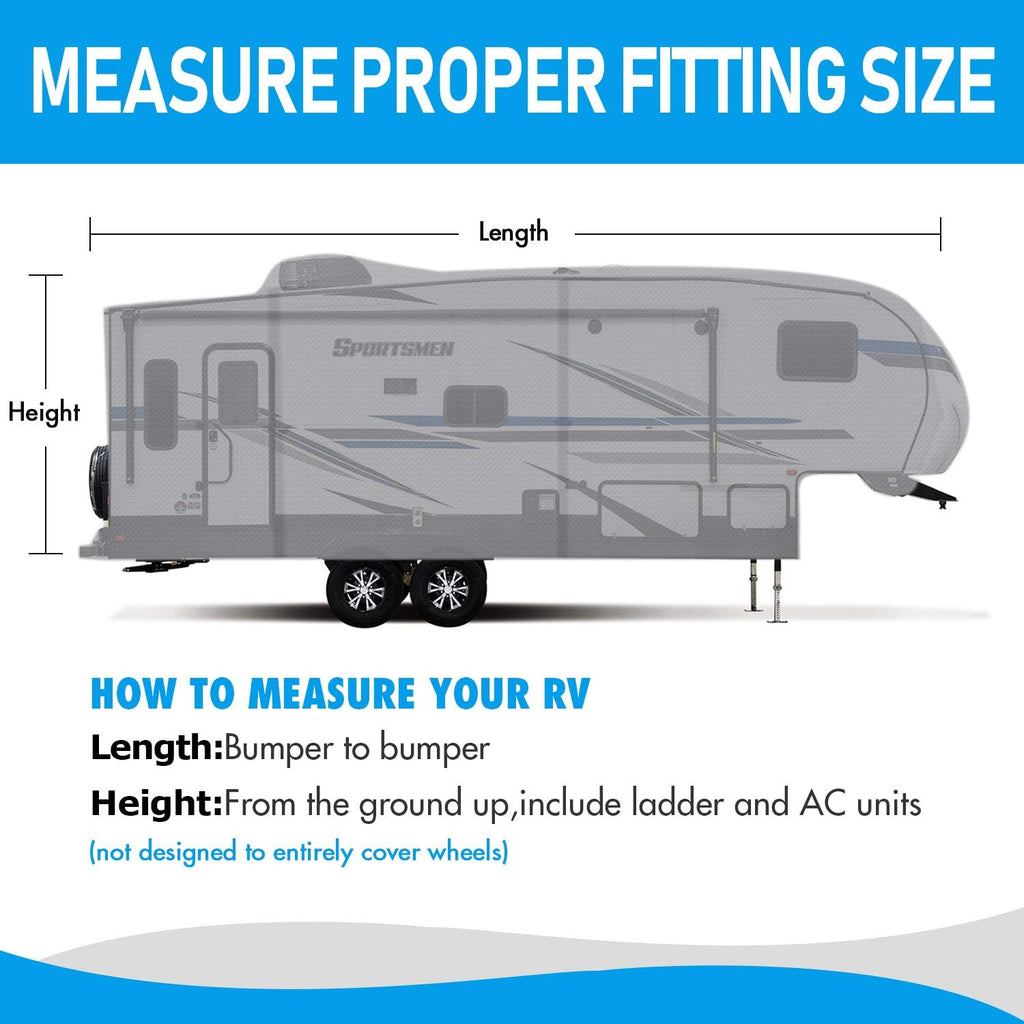 5th Wheel RV Cover 3-Ply Ripstop Waterproof with Steel Pole (26'-29') V805099