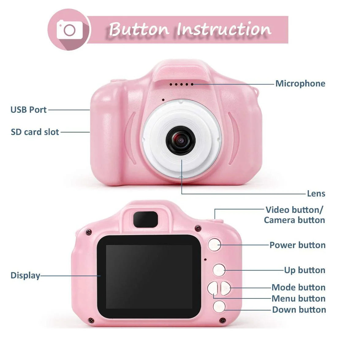13MP 1080P Rechargeable Children's Toy Camera with 16G TF Card V272955